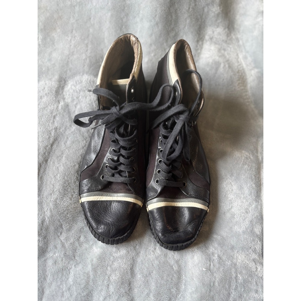 Alexander McQueen Puma Mens Black Leather Canvas High Top Sneakers 350841 10